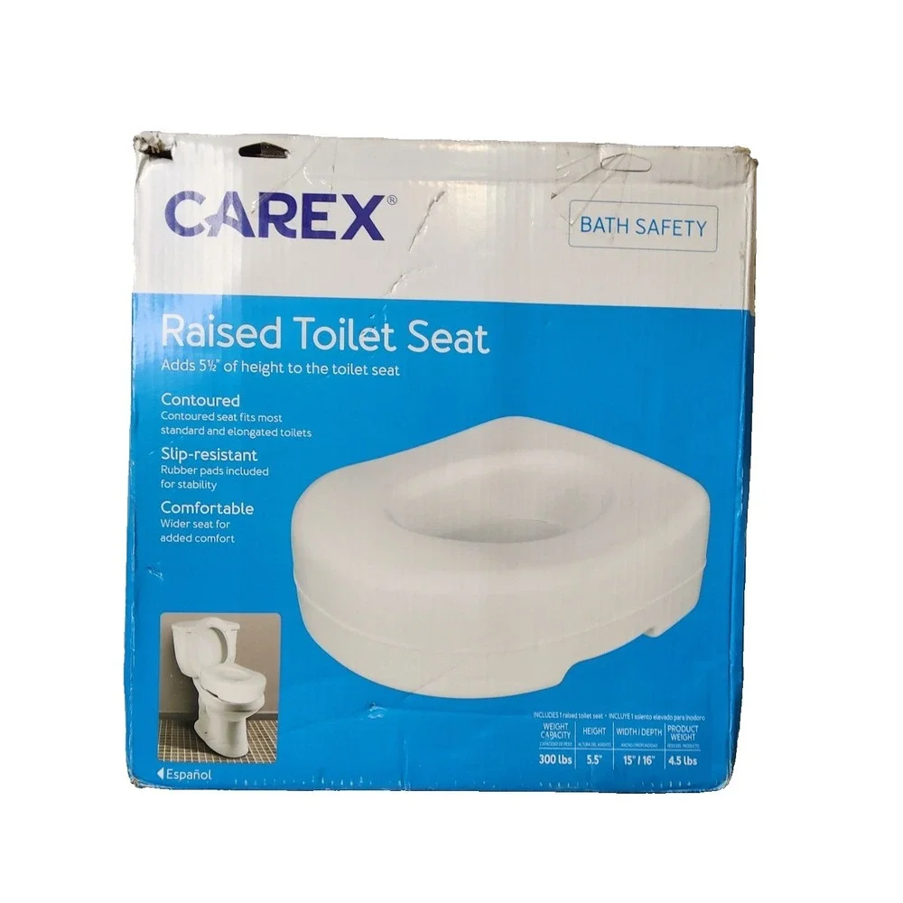 Carex White Plastic Raised Toilet‎ Seat 5-1/2